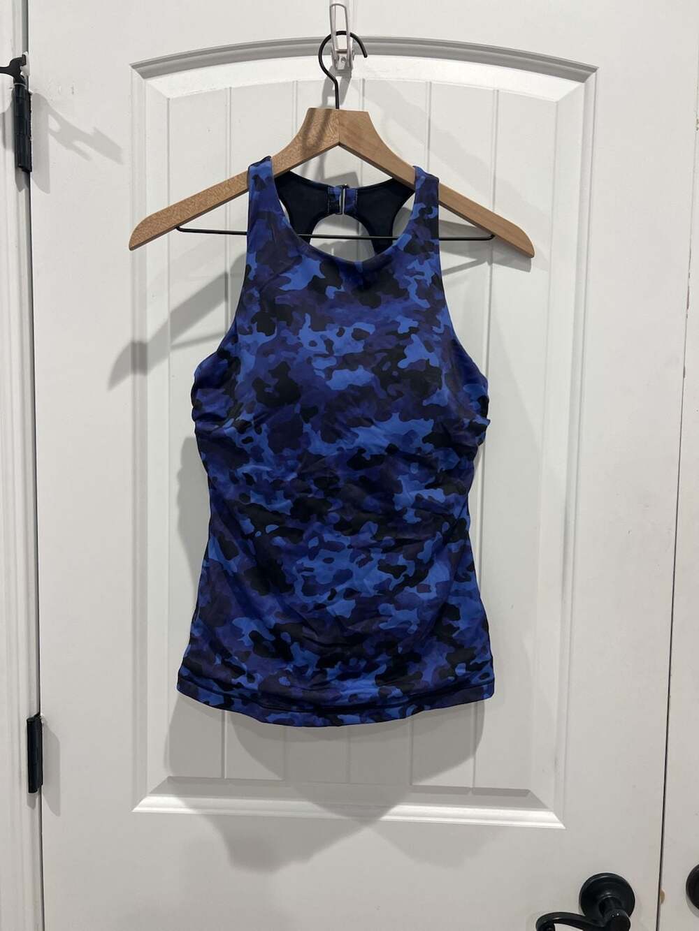 Athleta Maldives High Neck Tankini Top in Blue Black Camo
